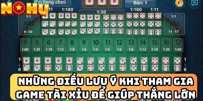 Những điều lưu ý khi tham gia game tài xỉu để giúp thắng lớn